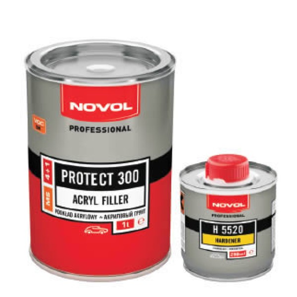 Грунт акриловый Novol PROTECT 300 4+1 серый + отвердитель 0,25л
