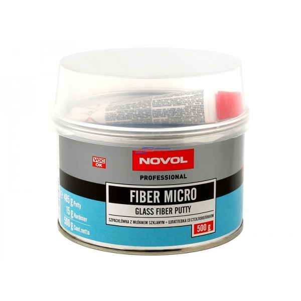 Шпатлевка со стекловолокном Novol FIBER MICRO 0,5кг.