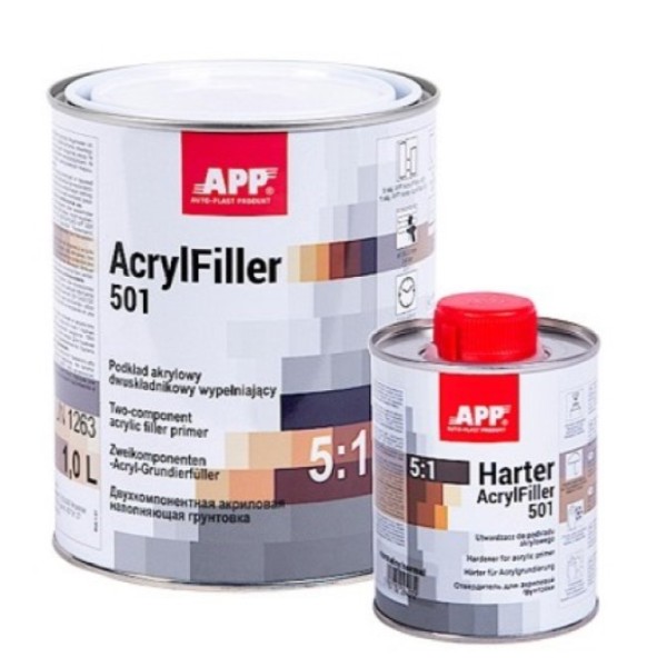APP 2K-HS Acrylfiller 5:1 акриловый грунт наполняющий, цвет белый 1л +отвердитель